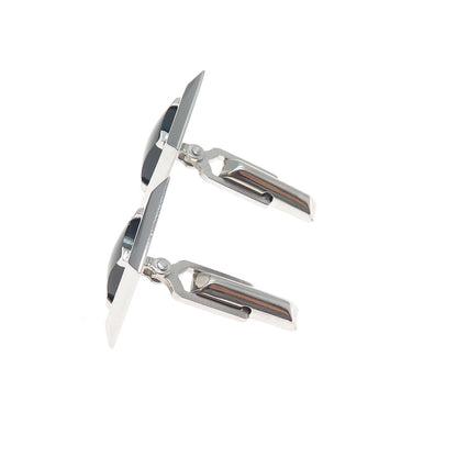 925 Sterling Silver Vintage Real Black Onyx Cufflinks PAT. 2472958
