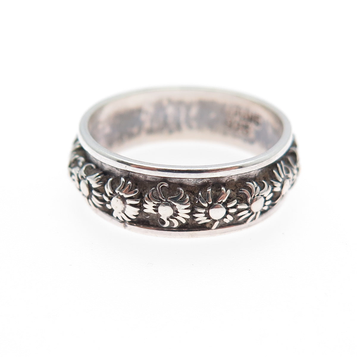 925 Sterling Silver Vintage Cannetille Oxidized Band Ring Size 6.25