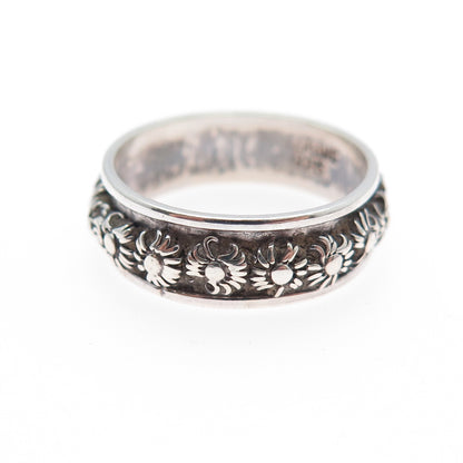 925 Sterling Silver Vintage Cannetille Oxidized Band Ring Size 6.25