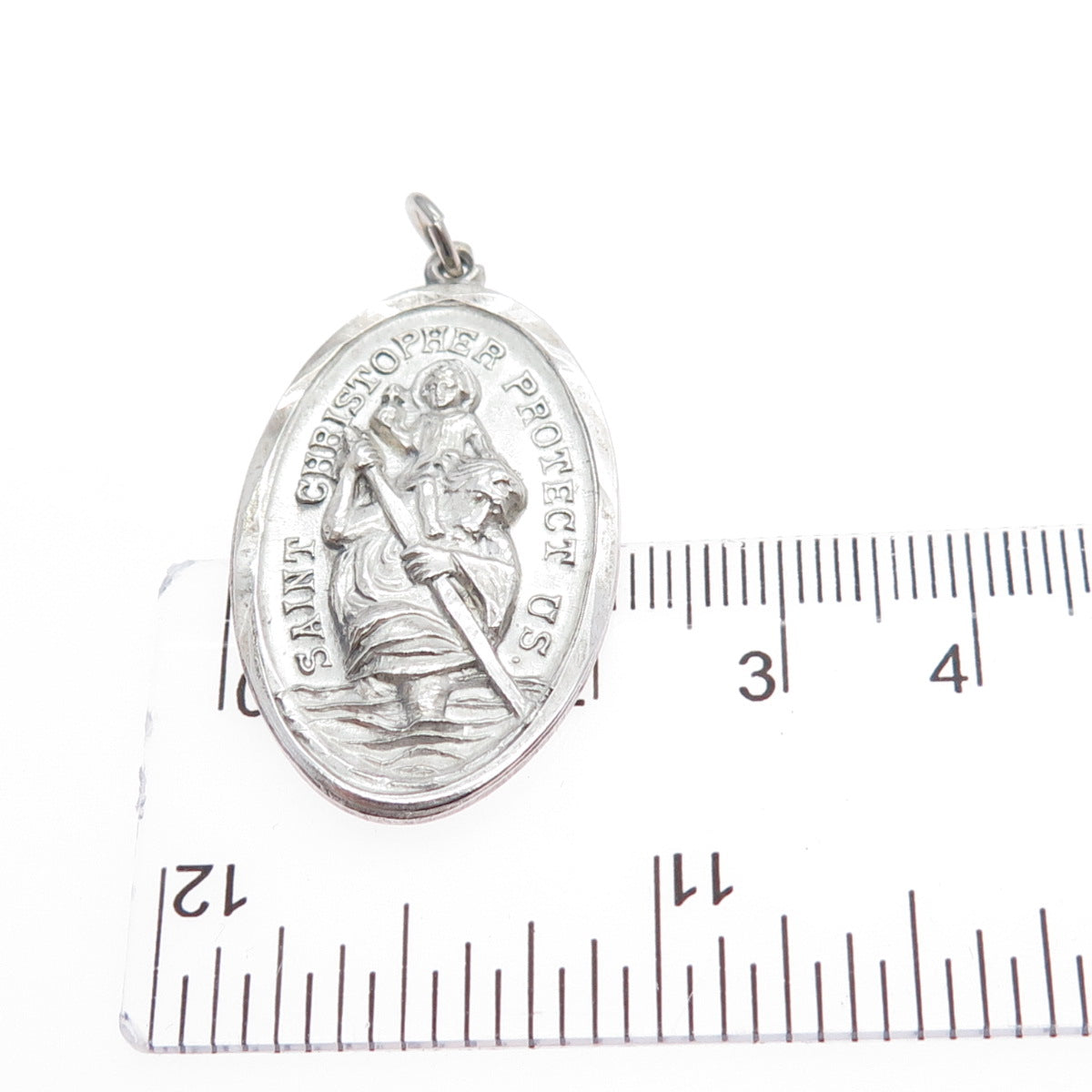CHAPEL 925 Sterling Silver Vintage St. Christopher Religious Medal Charm Pendant