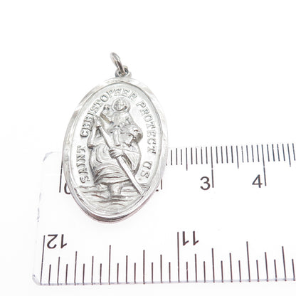 CHAPEL 925 Sterling Silver Vintage St. Christopher Religious Medal Charm Pendant