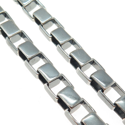 COACH 925 Sterling Silver Vintage Large Box Chain Oxidized Necklace 16"