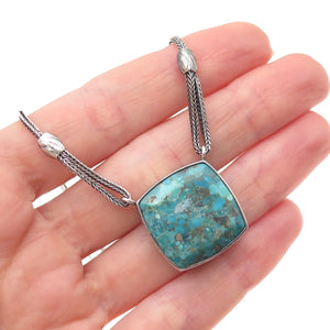 Silpada 925 Sterling Silver Vintage Real Turquoise & Black Onyx Necklace 18-20"