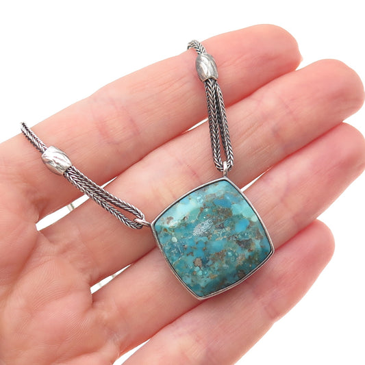 Silpada 925 Sterling Silver Vintage Real Turquoise & Black Onyx Necklace 18-20"