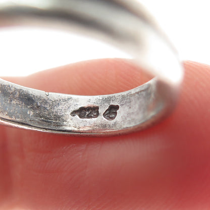 925 Sterling Silver Vintage Round-Cut Shaped C Z Oxidized Ring Size 5.25
