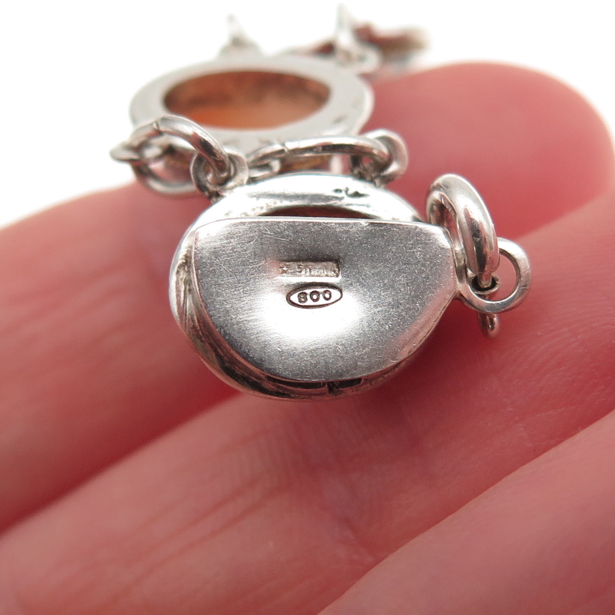 800 Silver Vintage Italy Real MOP Carved Lady Cameo Bracelet 7" (broken lock)