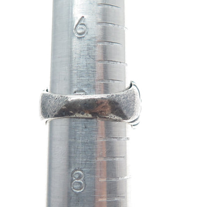 925 Sterling Silver Vintage Modernist Ribbed Dome Oxidized Ring Size 7.25