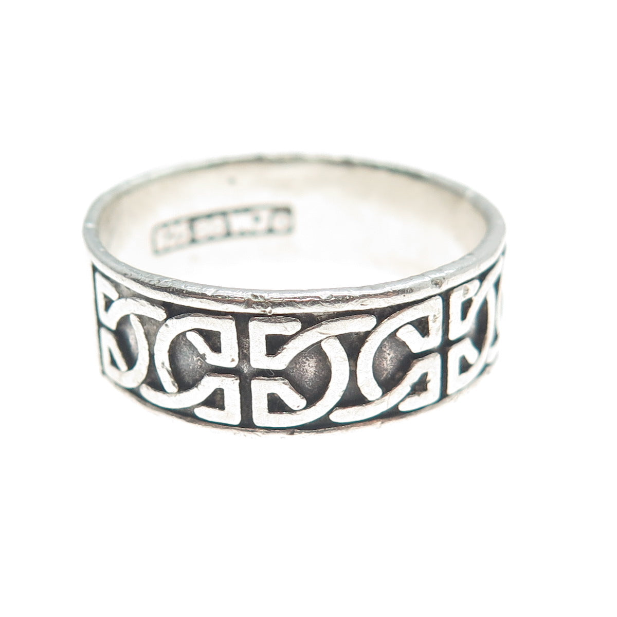 WALDECK JOHNSON 925 Sterling Silver Vintage Celtic Knot Oxidized Ring Size 11.25