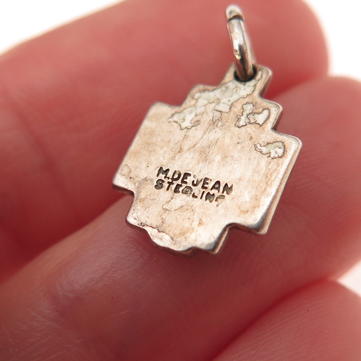 M. De Jean 925 Sterling Silver Gold Plated Vintage Jesus Cross Charm Pendant