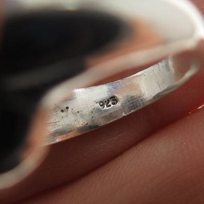 925 Sterling Silver Vintage Real Amethyst Citrine Red Garnet Heart Ring Size 6.5