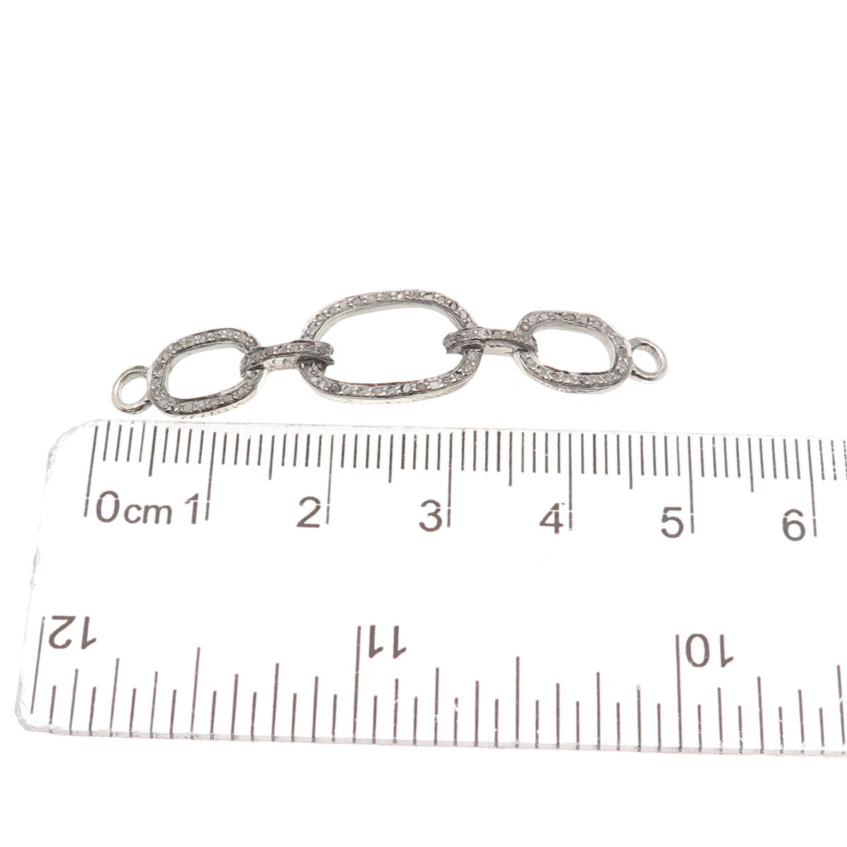 925 Sterling Silver Real Round-Cut Diamond ID Bracelet Centerpiece Part