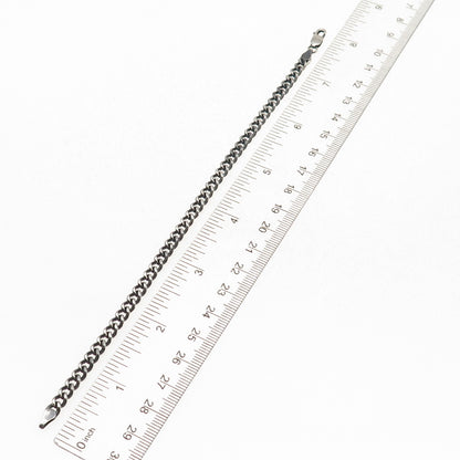 925 Sterling Silver Vintage Cuban Link Oxidized Bracelet 7.75"