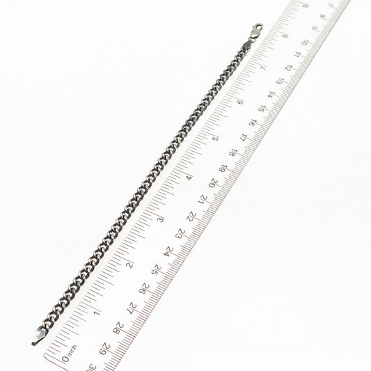 925 Sterling Silver Vintage Cuban Link Oxidized Bracelet 7.75"