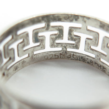 925 Sterling Silver Vintage N36 Greek Maze Band Ring Size 7.25