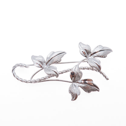 VAN DELL 925 Sterling Silver Vintage Floral Leaf Pin Brooch