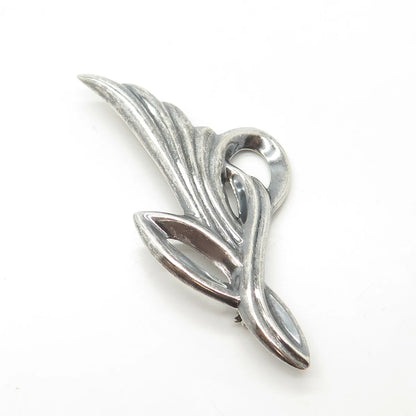 925 Sterling Silver Vintage Ribbed Modernist Pin Brooch