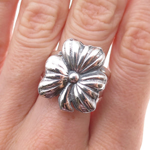 950 Silver Vintage Clover Good Luck Oxidized Ring Size 8