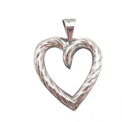 925 Sterling Silver Vintage Mexico Heart Oxidized Pendant