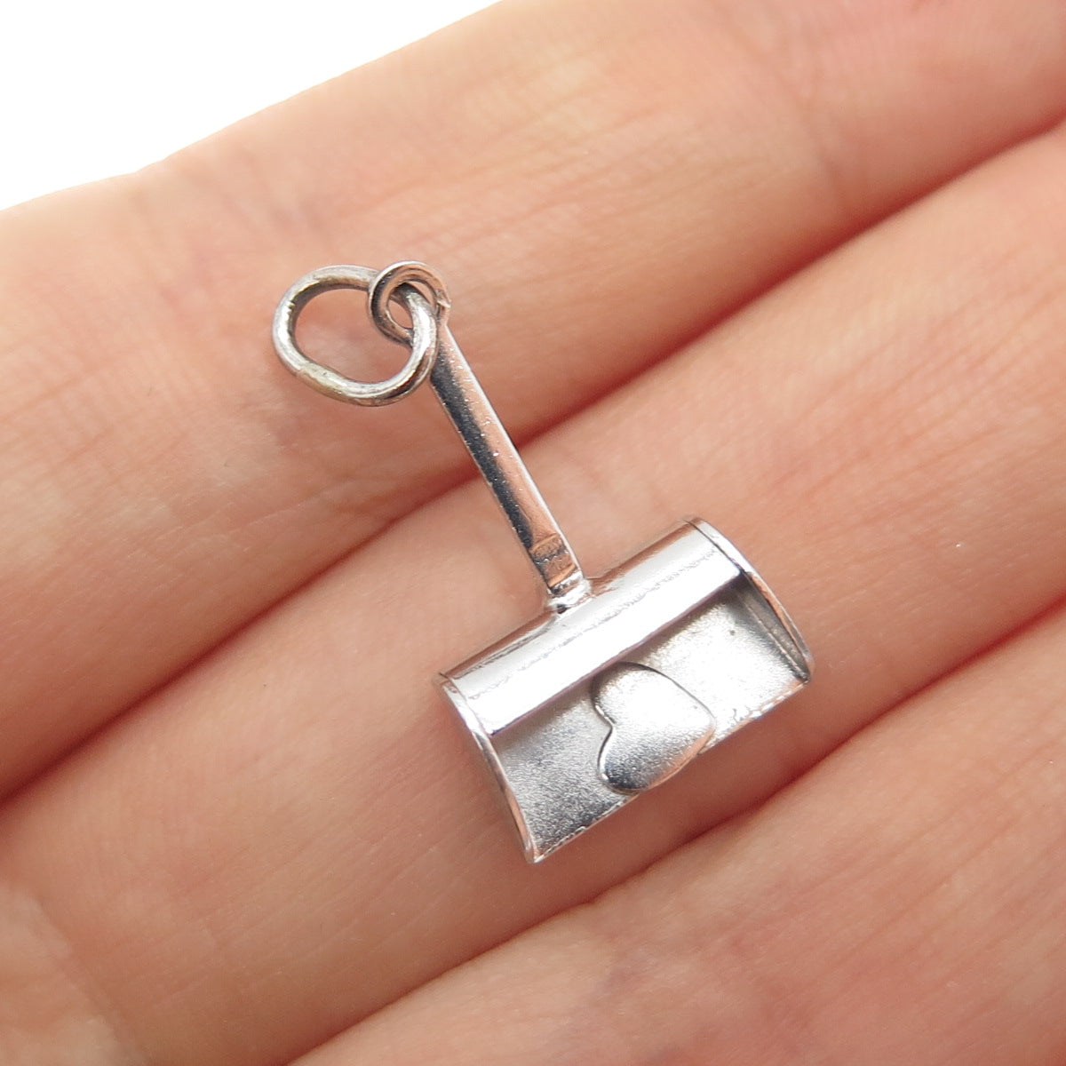 925 Sterling Silver Antique Art Deco Heart Shovel / Scoop Mini Charm Pendant