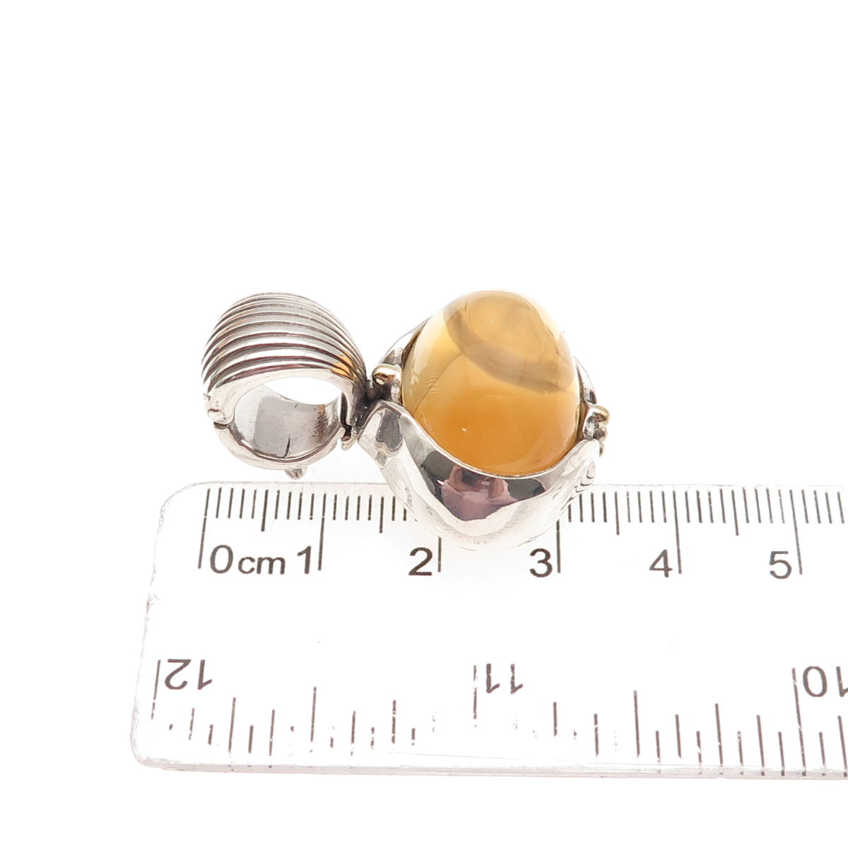 LAGOS Caviar 925 Sterling Silver 18K Gold Vintage Real Citrine Modernist Pendant