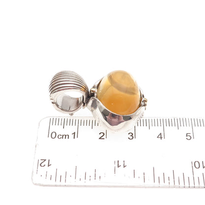 LAGOS Caviar 925 Sterling Silver 18K Gold Vintage Real Citrine Modernist Pendant