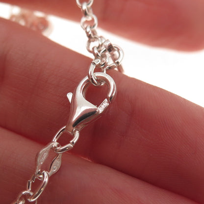925 Sterling Silver Italy Heart Lock Dangle Charm Bracelet 6.75"