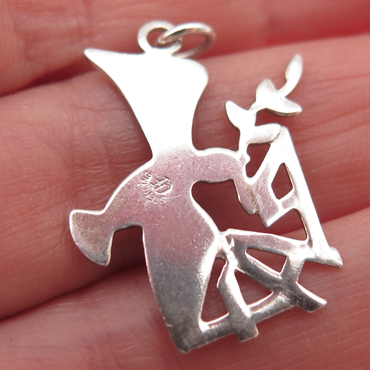 925 Sterling Silver Vintage Holy Spirit Religious Charm Pendant