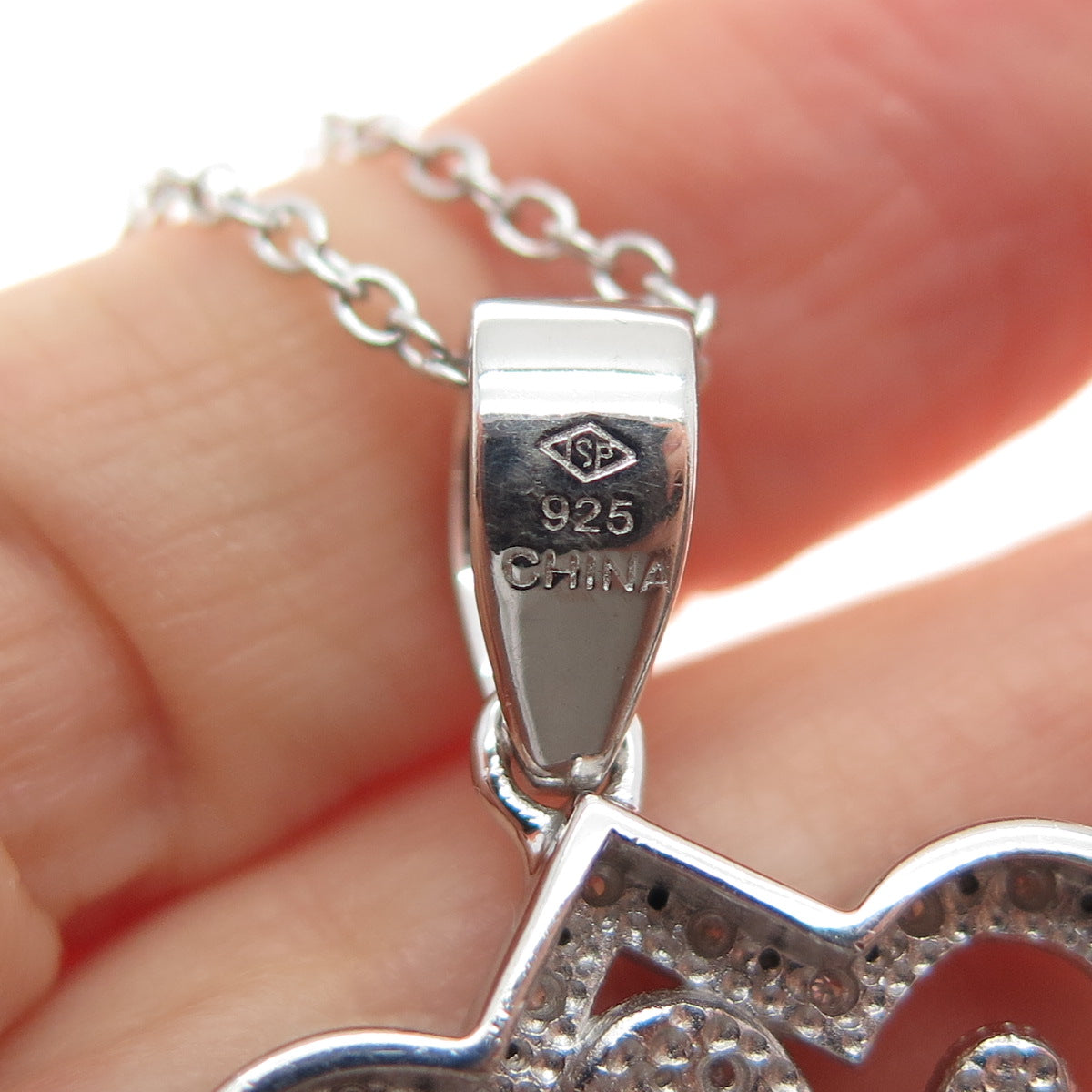 925 Sterling Silver Real Round-Cut Diamond Flower Cable Chain Necklace 20"