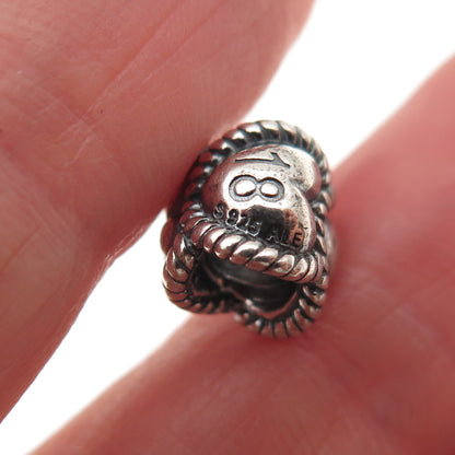 PANDORA 925 Sterling Silver 18th Birthday Heart Slide Bead Charm