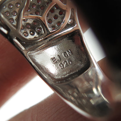 925 Sterling Silver Emerald-Cut Round-Cut Shaped C Z Cross Dome Ring Size 12.25
