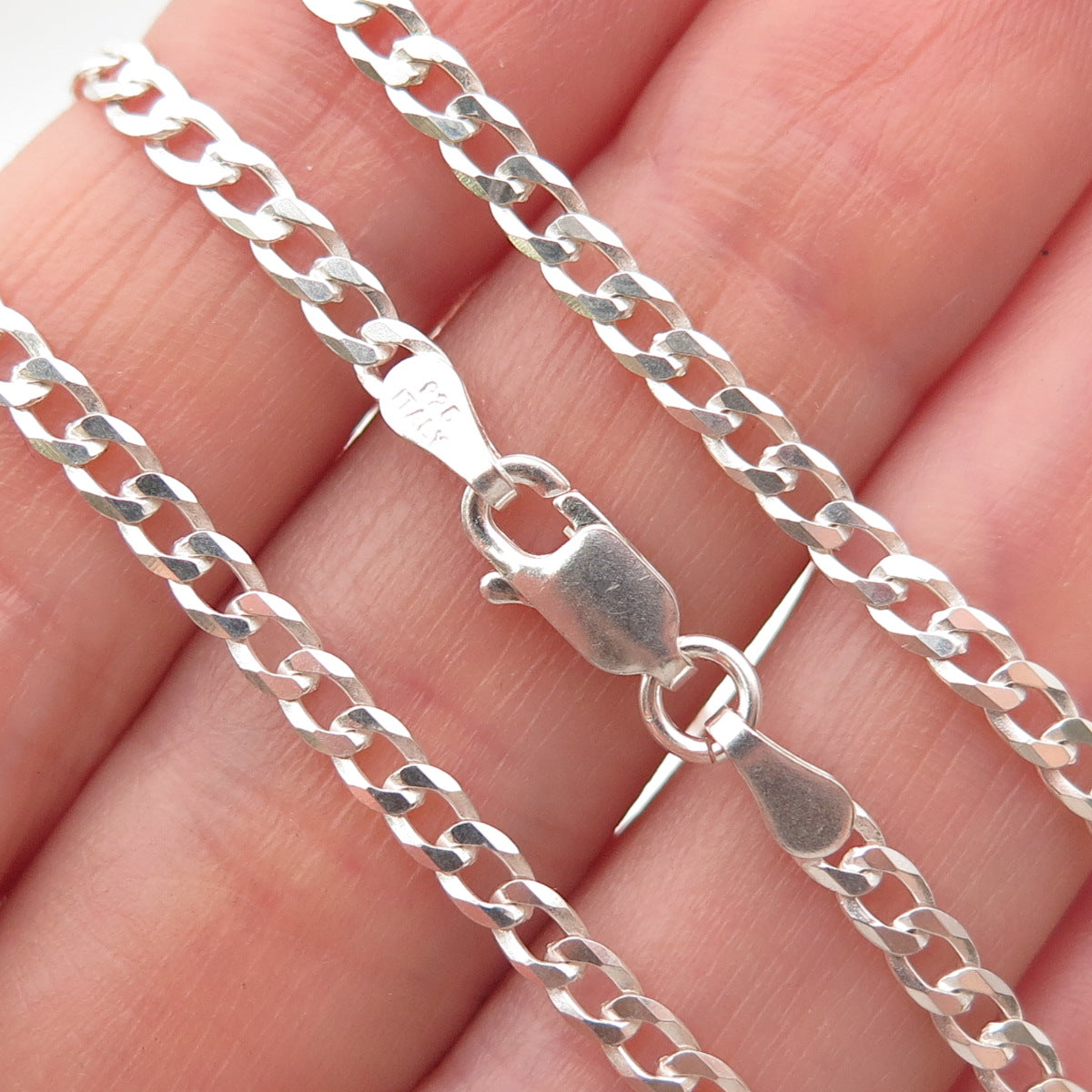 P. Lux 925 Sterling Silver Italy Curb Chain Necklace 20"