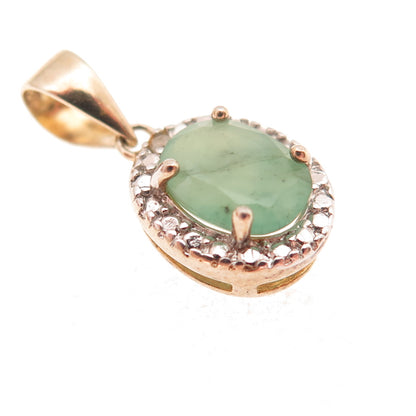 Dee Berkle 925 Sterling Silver Gold Plated Real Diamond & Emerald Charm Pendant
