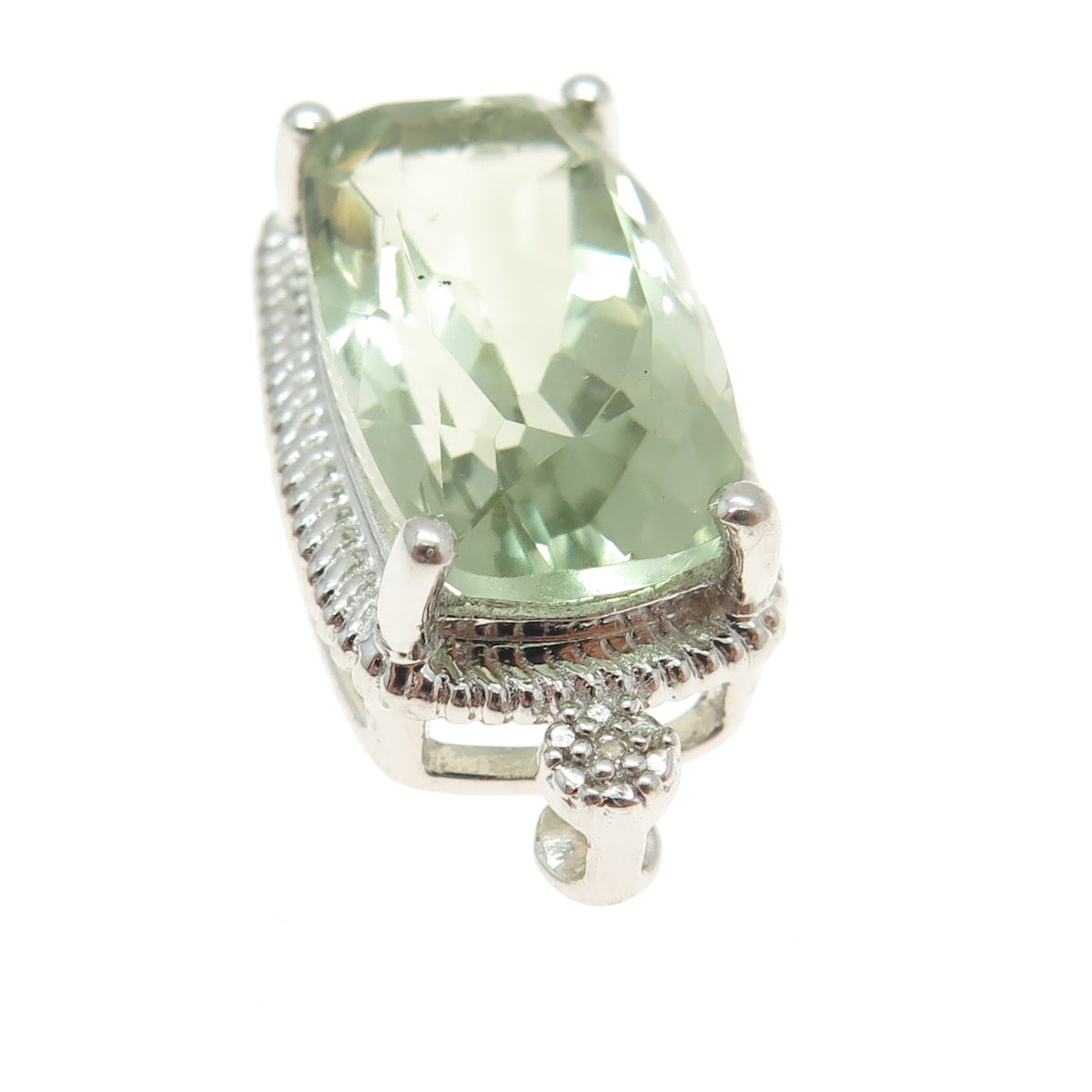 925 Sterling Silver Real White Topaz & Green Amethyst Gemstone Pendant