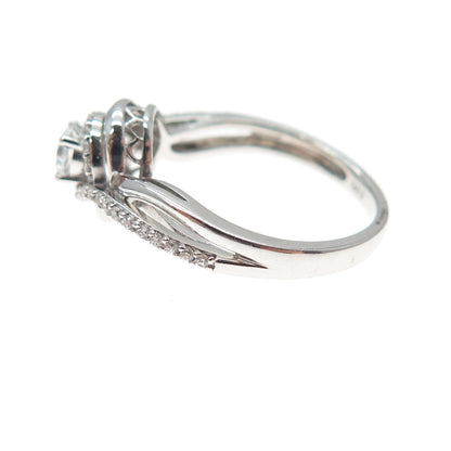 SAI 925 Sterling Silver Round-Cut C Z Swirl Promise Ring Size 7.25
