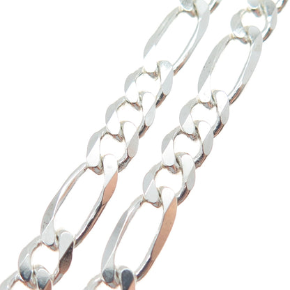 925 Sterling Silver Vintage Italy Figaro Chain Necklace 18"