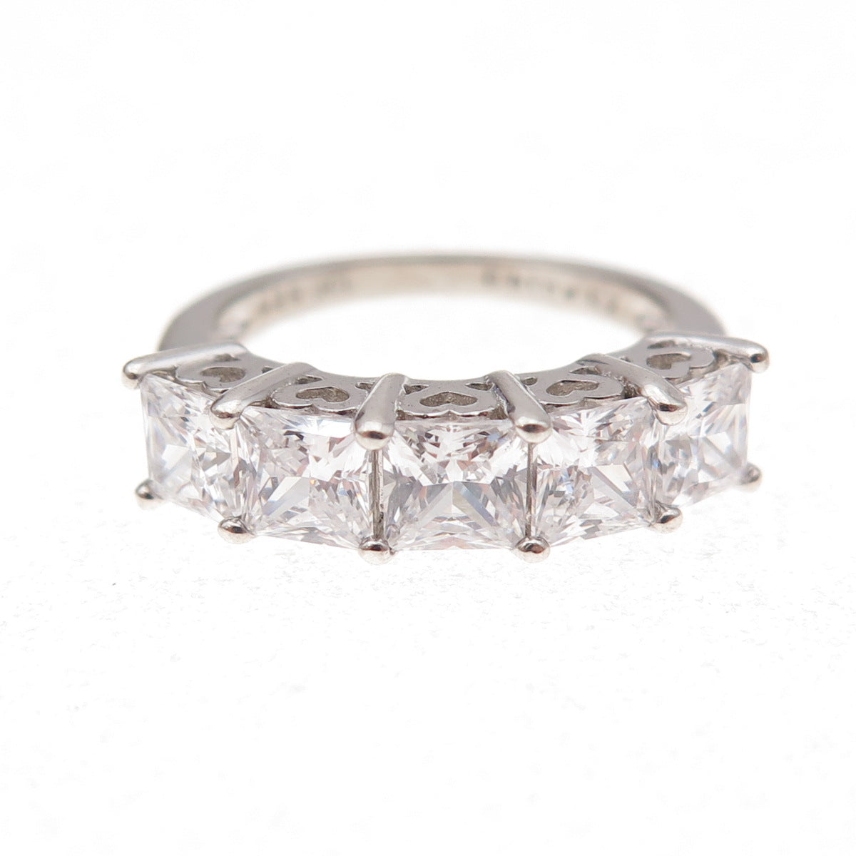 Colleen Lopez 925 Sterling Silver Princess-Cut C Z Ring Size 4.25