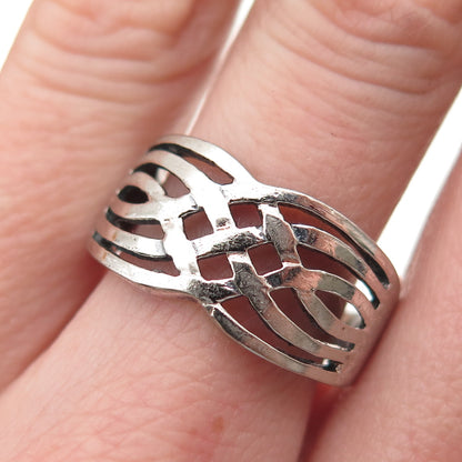 Charles Winston 925 Sterling Silver Vintage Celtic Woven Oxidized Ring Size 8.75