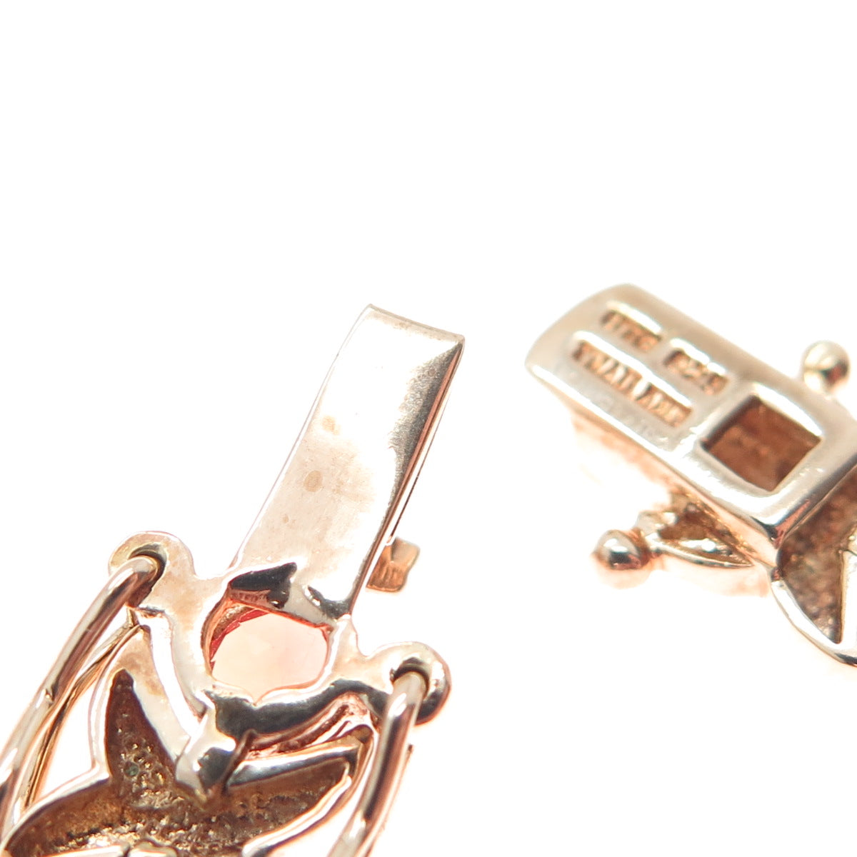 925 Sterling Rose Gold Plated Vintage Real Fire Topaz X Link Bracelet 7.5"