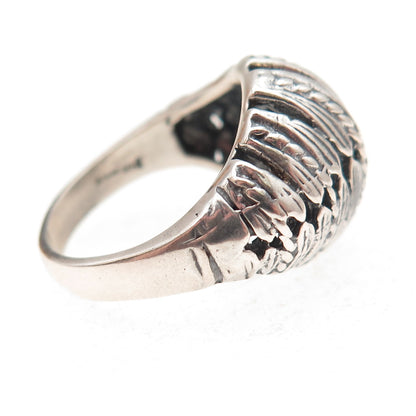 925 Sterling Silver Vintage Italy Seashell Dome Oxidized Ring Size 6.25