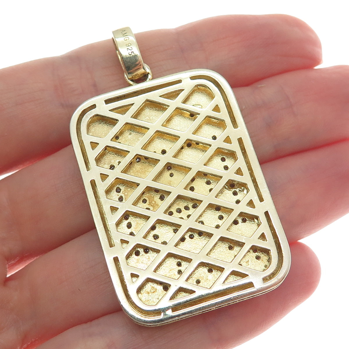 925 Sterling Silver Gold Plated Round-Cut Shaped C Z Money Team Sparkle Pendant