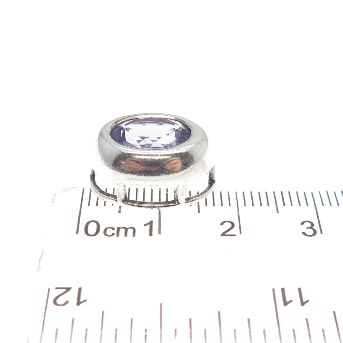 925 Sterling Silver Vintage Real Oval-Cut Amethyst Minimalist Slide Pendant