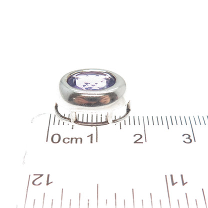 925 Sterling Silver Vintage Real Oval-Cut Amethyst Minimalist Slide Pendant