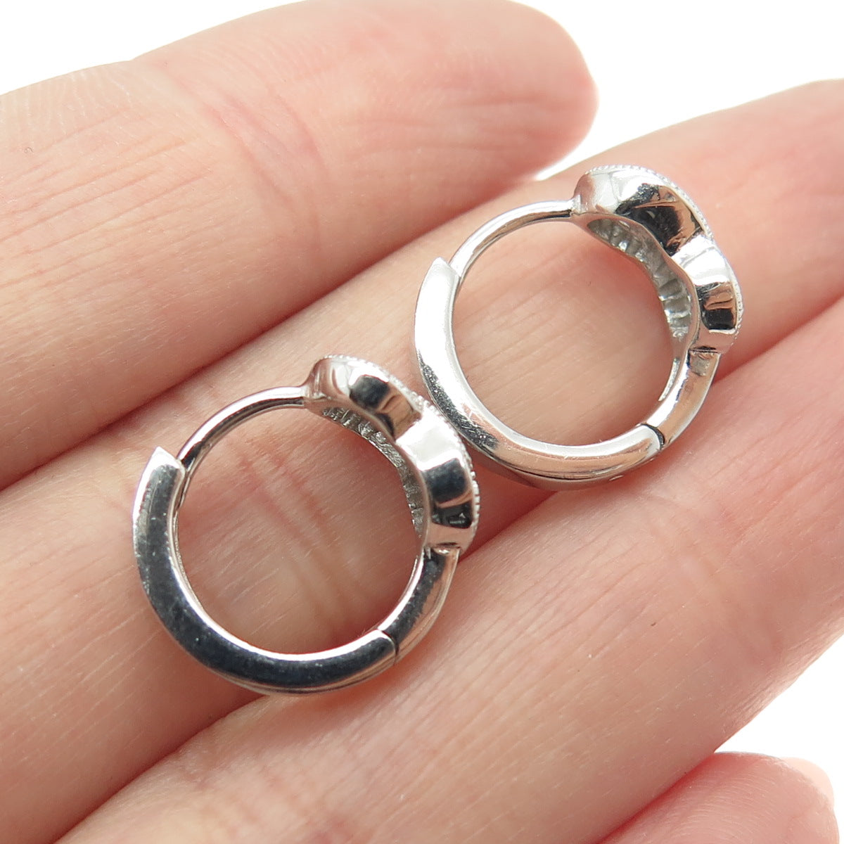 925 Sterling Silver Round-Cut C Z Infinity Twisted Hoop Earrings