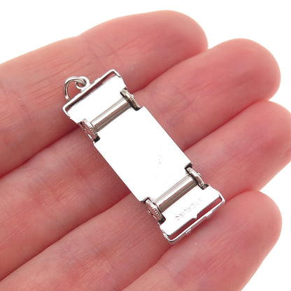 AE Art's Elegance Sterling Silver Vintage Enamel Convertible Car Movable Pendant