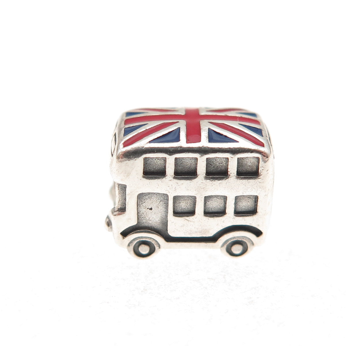 Pandora 925 Sterling Silver Enamel Union Jack London Bus Slide Bead Charm