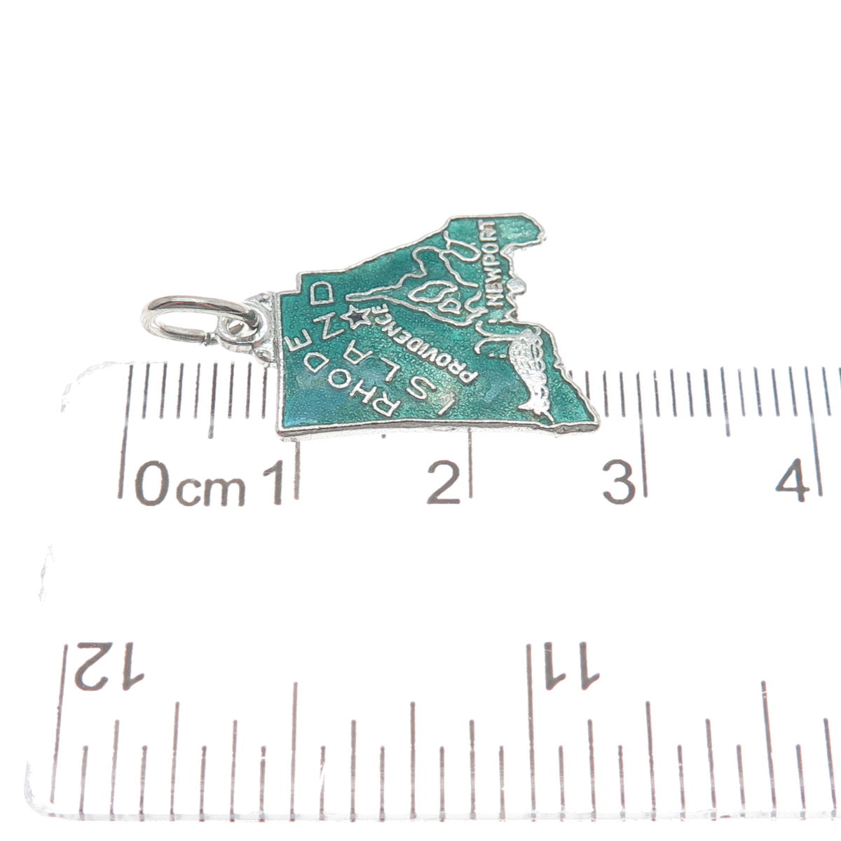 925 Sterling Silver Vintage Enamel Rhode Island State Minimalist Charm Pendant