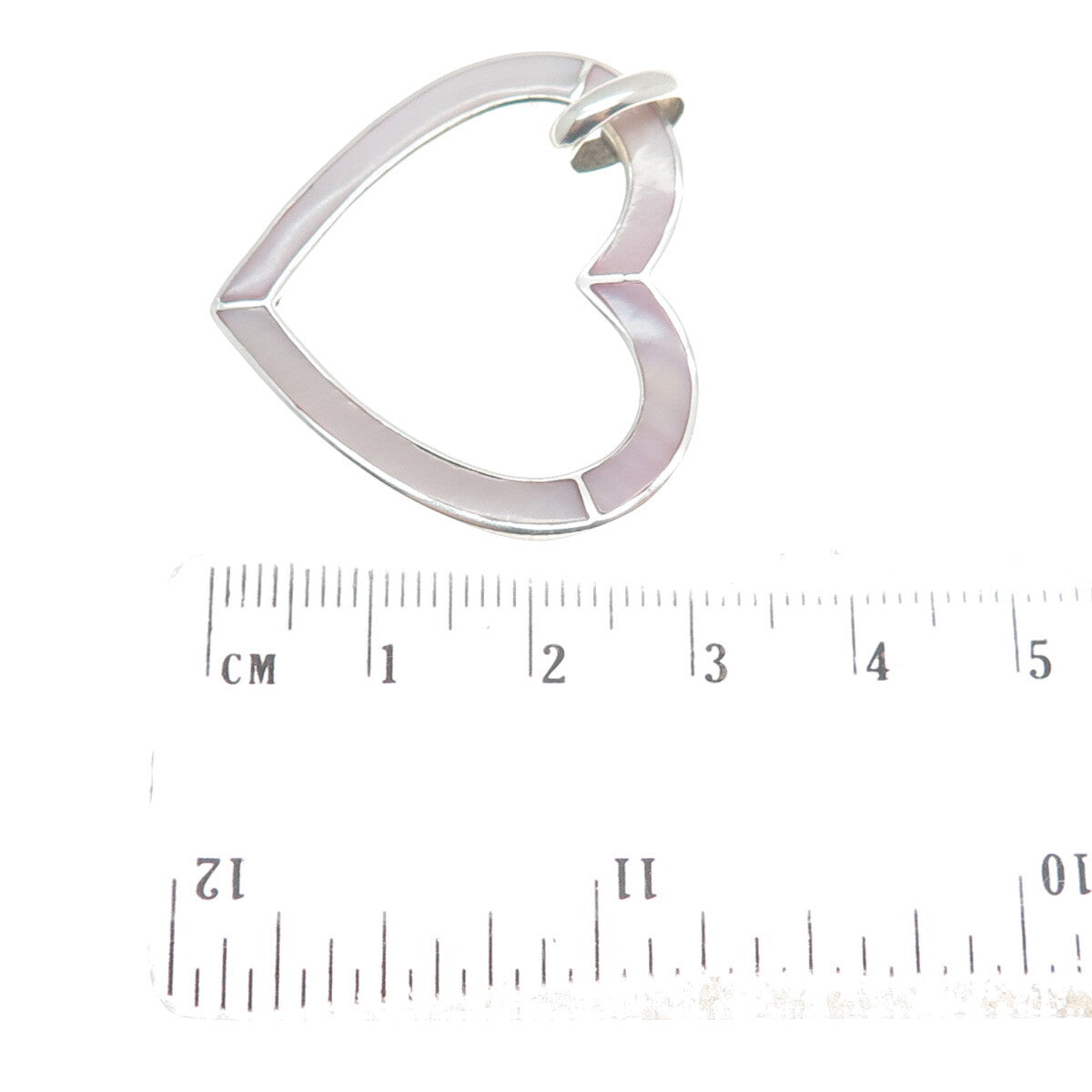 CFJ Collins Fine Jewelry 925 Sterling Silver Vintage Real MOP Heart Pendant