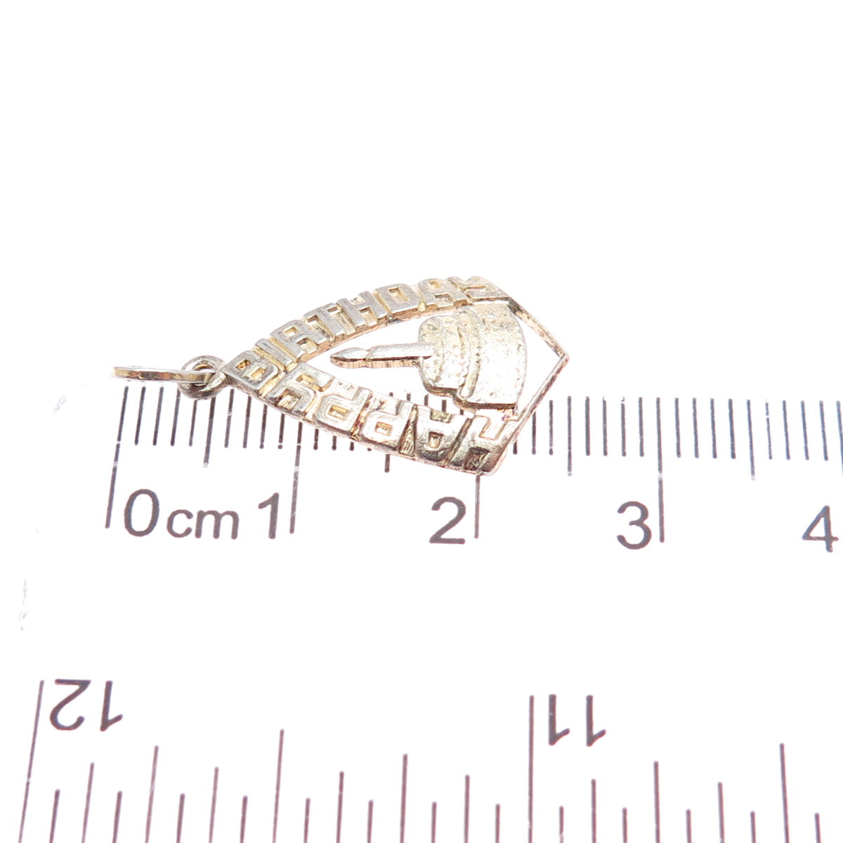 BEAU 925 Sterling Silver Gold Plated Vintage Happy Birthday Minimalist Pendant