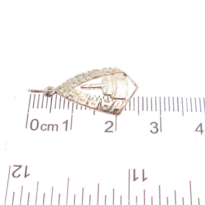 BEAU 925 Sterling Silver Gold Plated Vintage Happy Birthday Minimalist Pendant