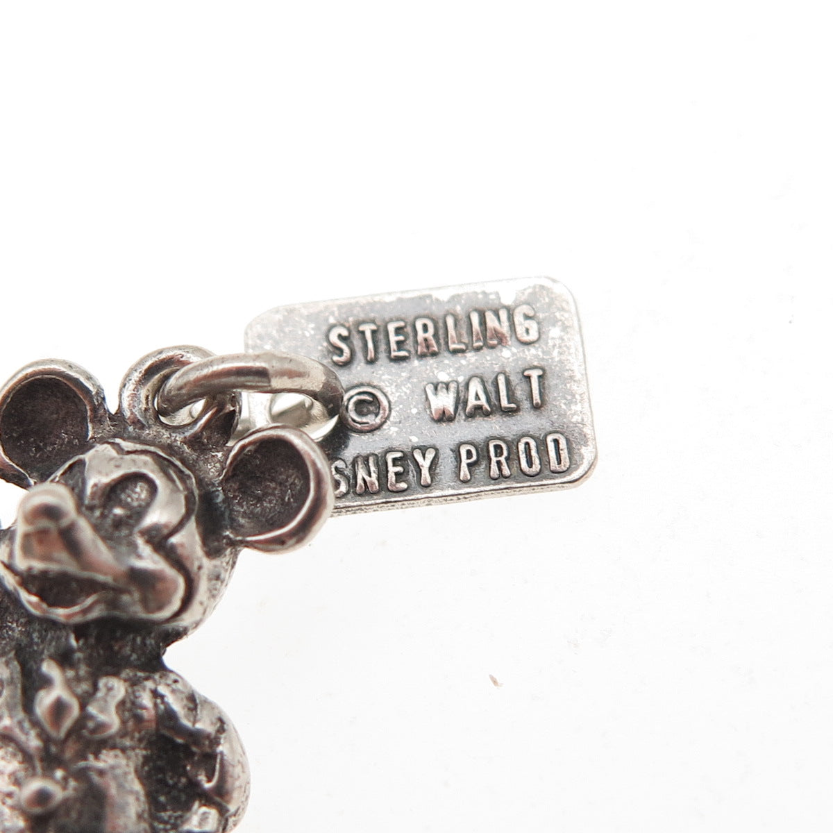 Walt Disney 925 Sterling Silver Vintage Mickey Mouse Oxidized 3D Charm Pendant